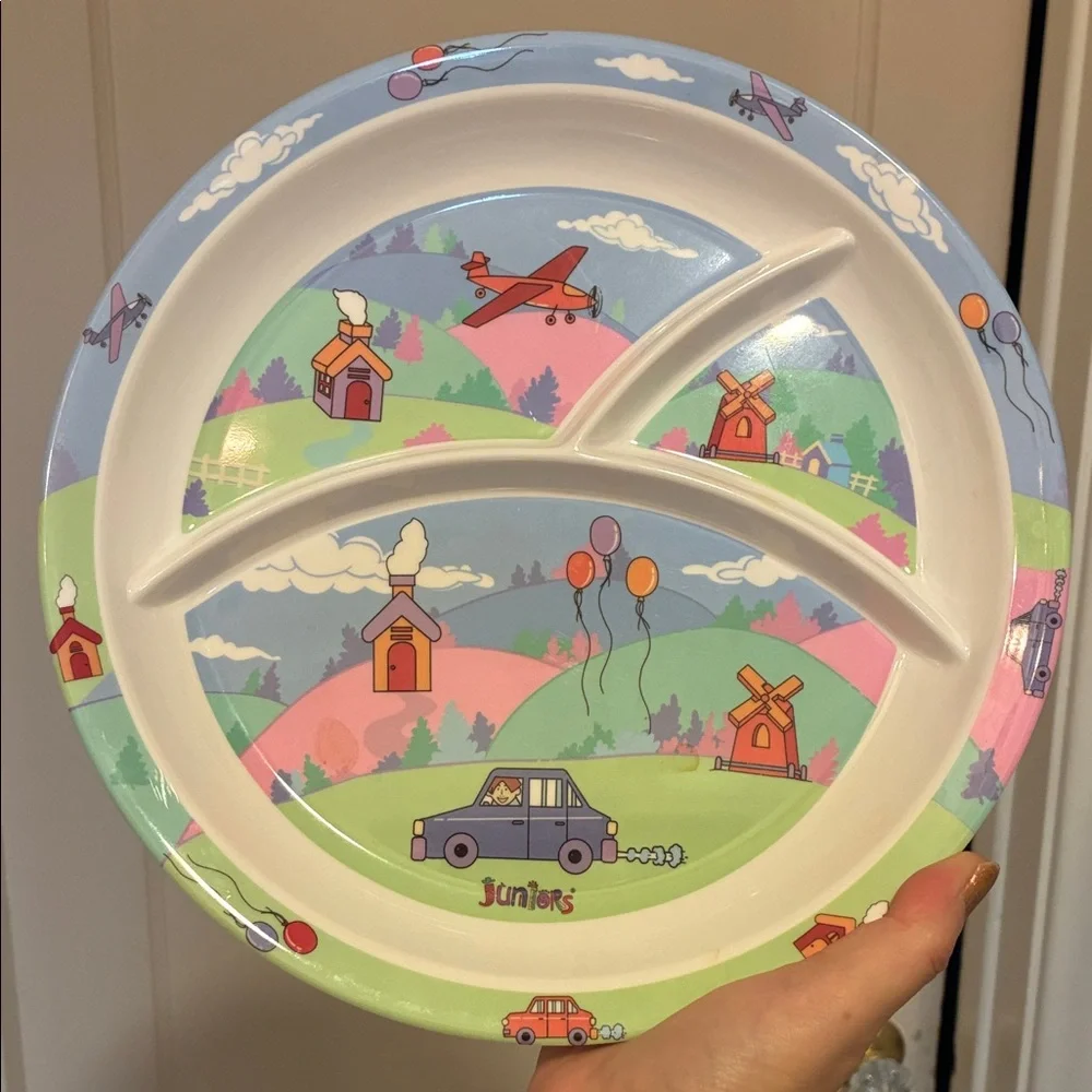 NEW VINTAGE I.B.S. Design HAPPY JUNIOR MELAMINE BABY TODDLER PLATE Kids Divided